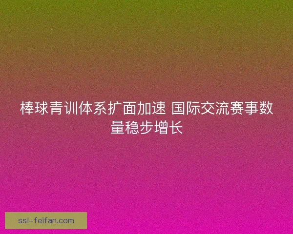 棒球青训体系扩面加速 国际交流赛事数量稳步增长 棒球青训体系扩面加速 国际交流赛事数量稳步增长