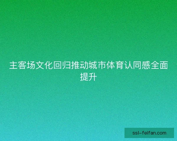 主客场文化回归推动城市体育认同感全面提升